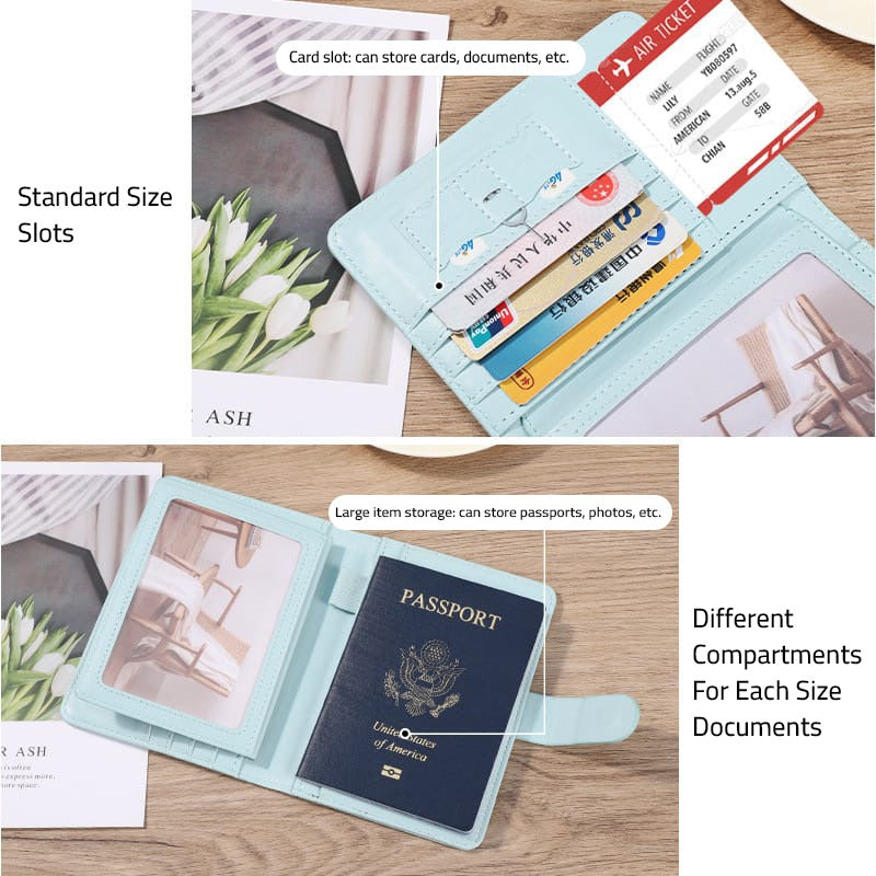 Passport Holder Travel Organizer Wallet Having Important Documents.