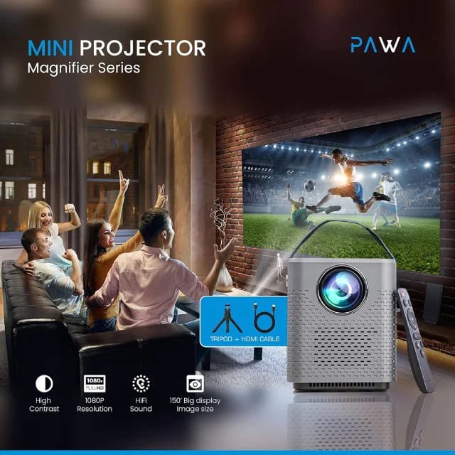 A Gang is Enjoying Football Through Pawa Mini Projector Magnifier Series 1080p.