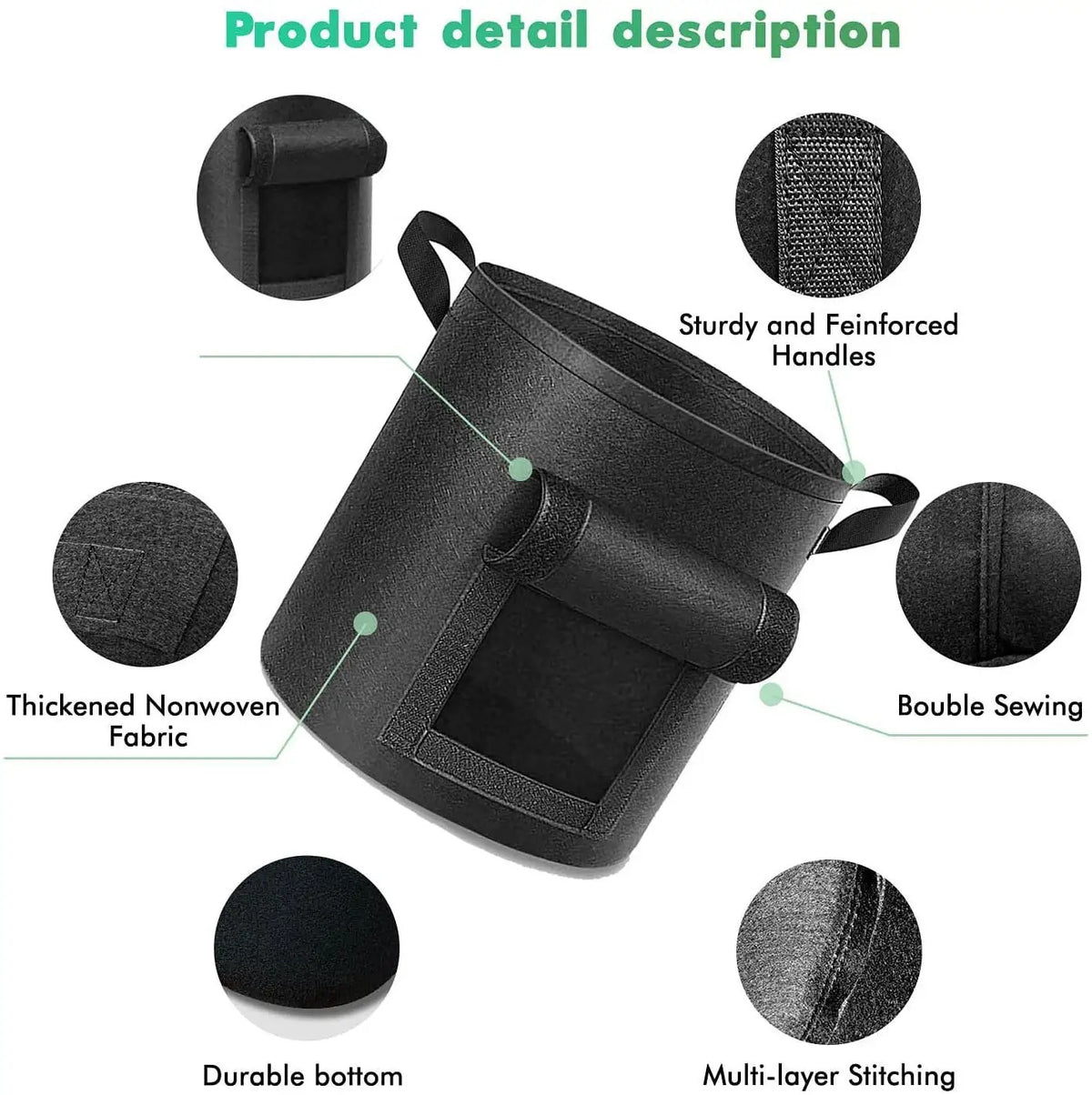 Detail description of Potato Grow Bags with Durable Handle and Nonwoven Fabric