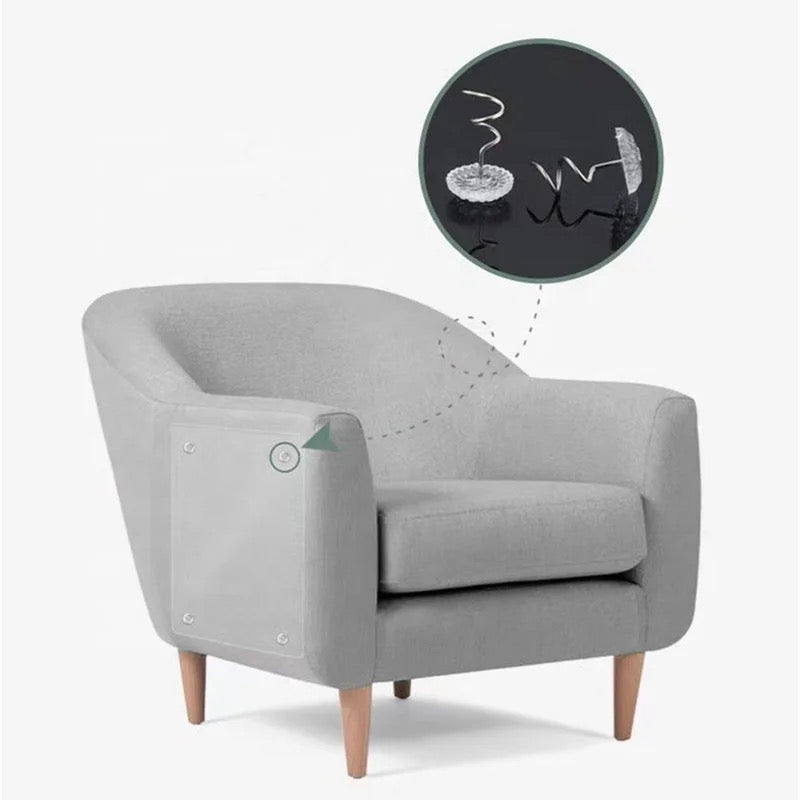 A Couch is Covered With A Cat is Trying to Scratch a Sofa Set Which is Protected With Pet Scratch Guard Furniture Protector Sticker Using Secure Pin.