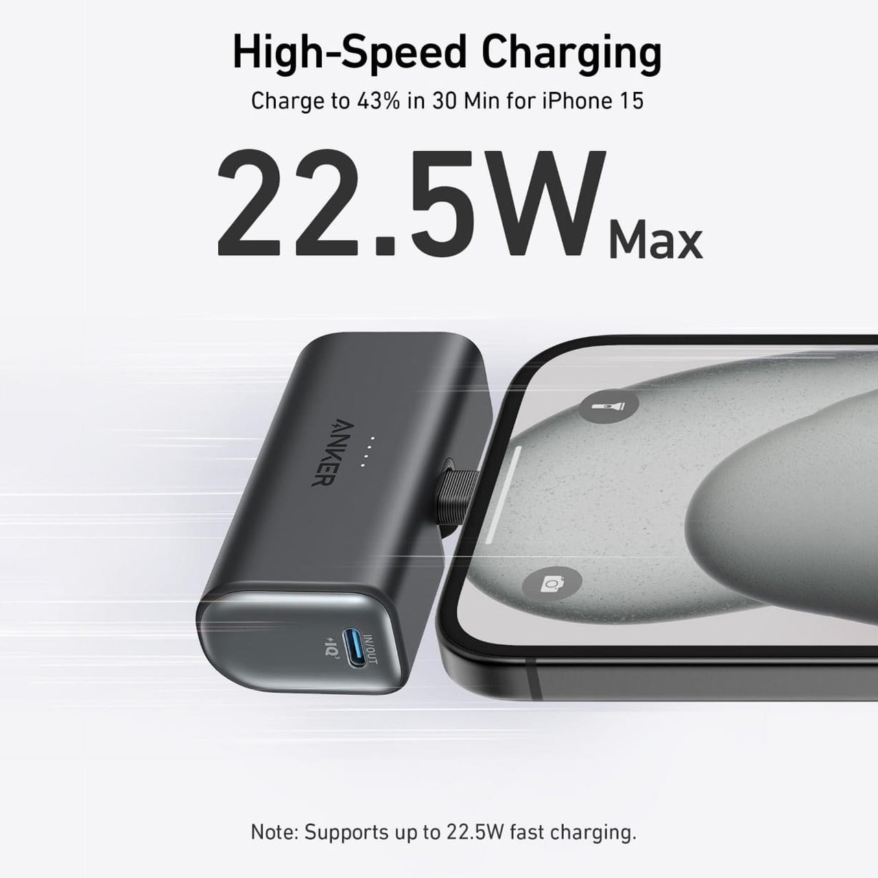 Anker Nano Power Bank 5,000mAh is Connected to Mobile Phone.