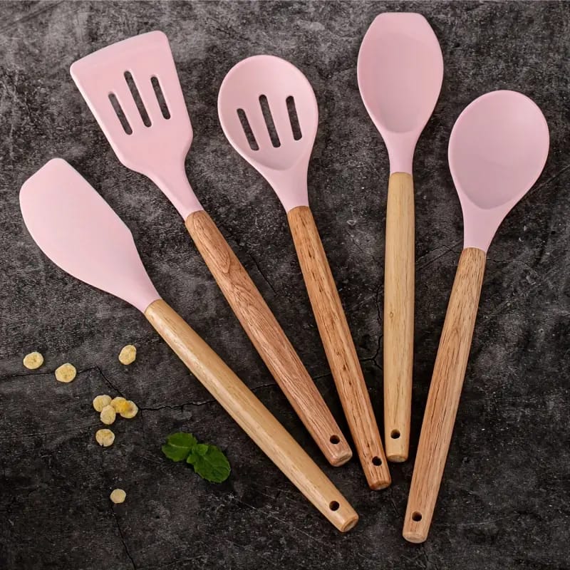 Kitchen Spoon Utensil Set, 5 Pcs Silicone Spatula Cooking Set Kitchen Spoon Utensil Set, 5 Pcs Silicone Spatula Cooking Set