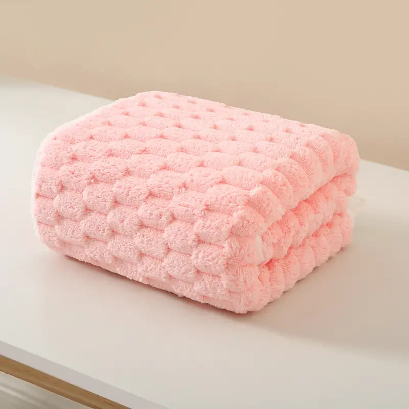 Pink Soft Coral Fleece Bath Towels.