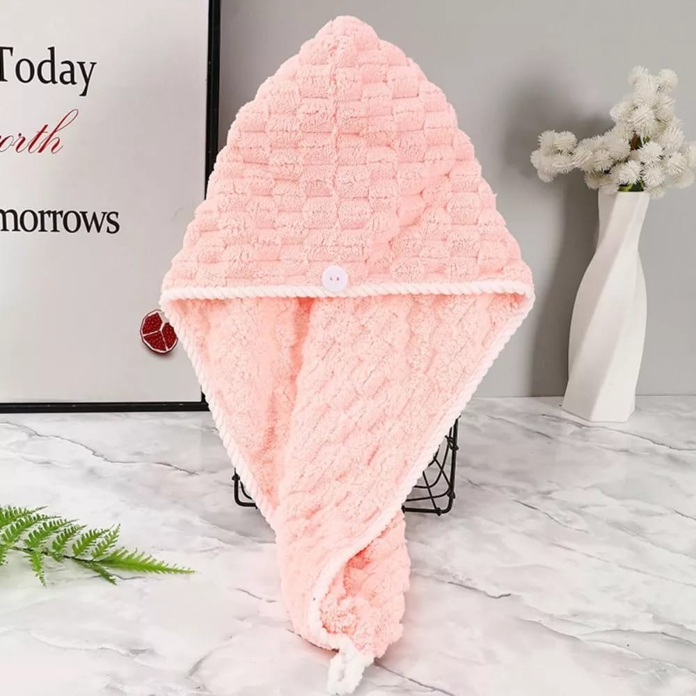 Pink Super Soft Hair Drying Bath Towel.