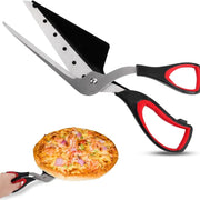 A Person is Holding Pizza Using  Pizza Pancake Cutter Slicer.