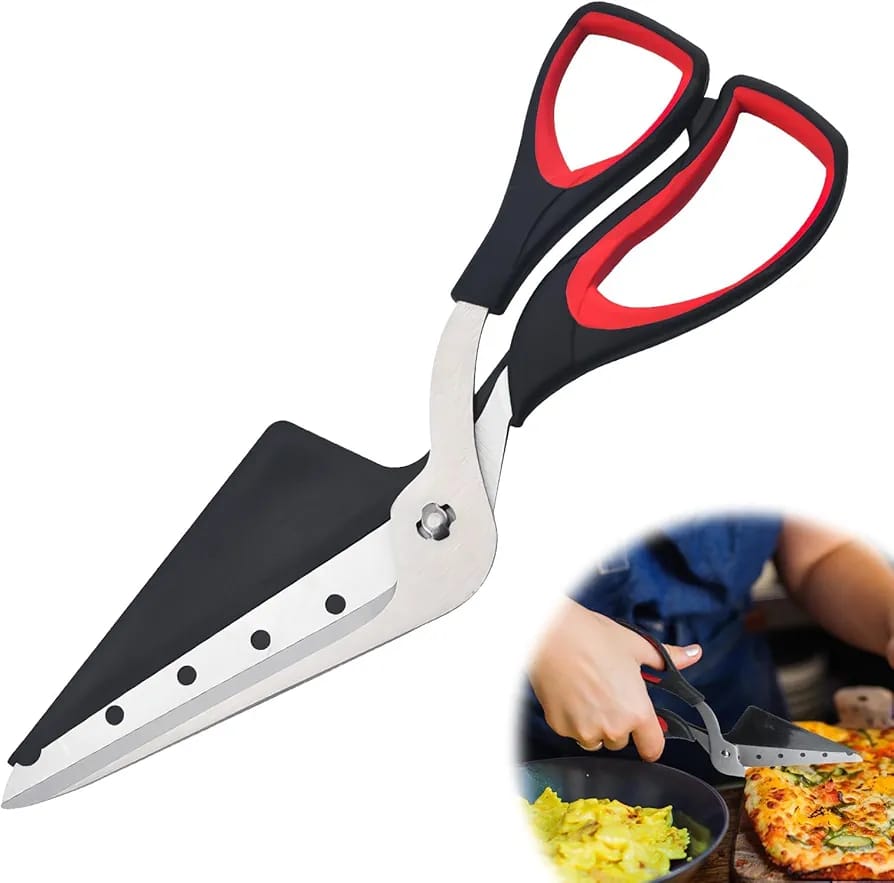 A Person is utting Pizza Using  Pizza Pancake Cutter Slicer.