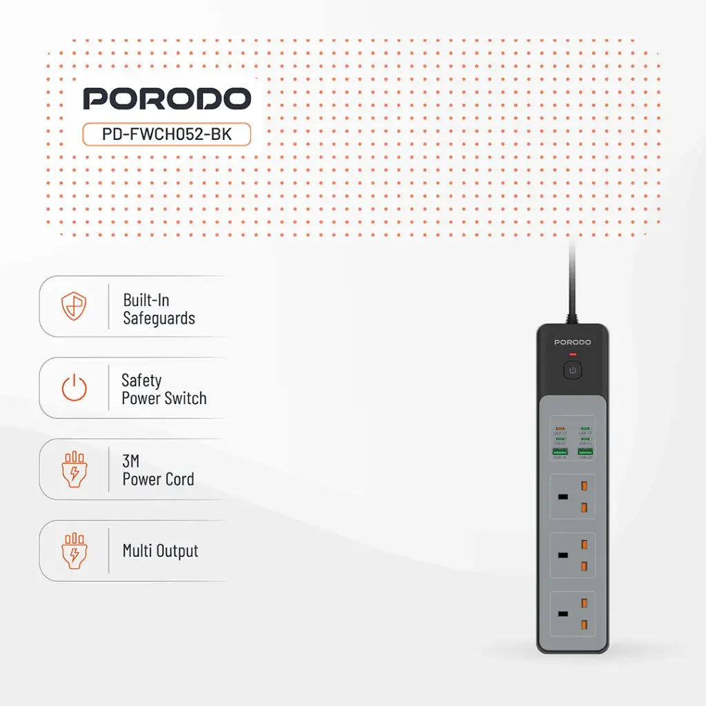 Porodo 3-AC Power Strip.