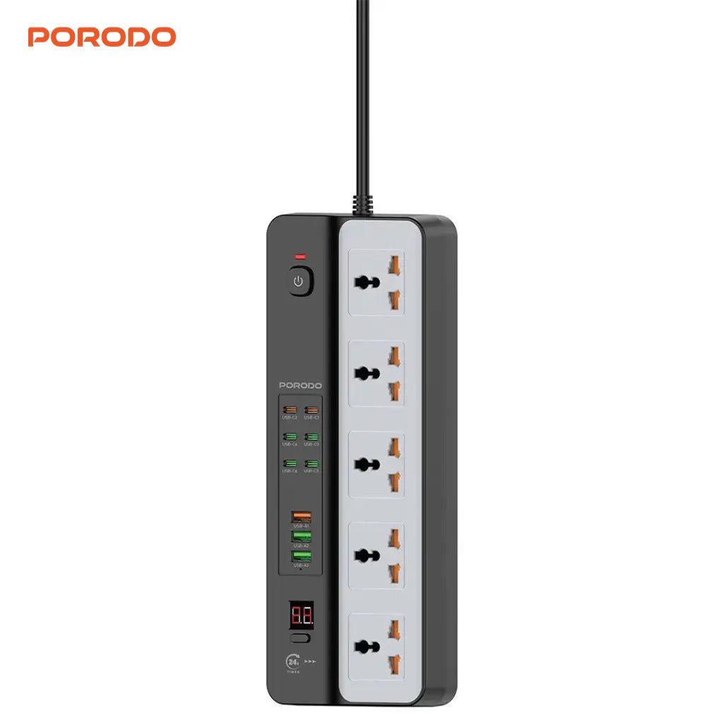 Porodo 3000W Universal 5AC Universal Power Strip.