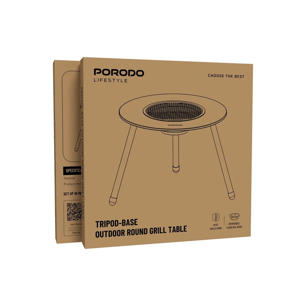 Pack of Porodo Lifestyle Outdoor Round Grill Table.