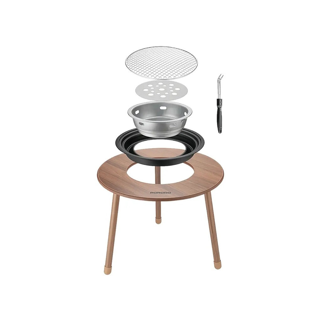 Parts Details of Porodo Lifestyle Outdoor Round Grill Table.