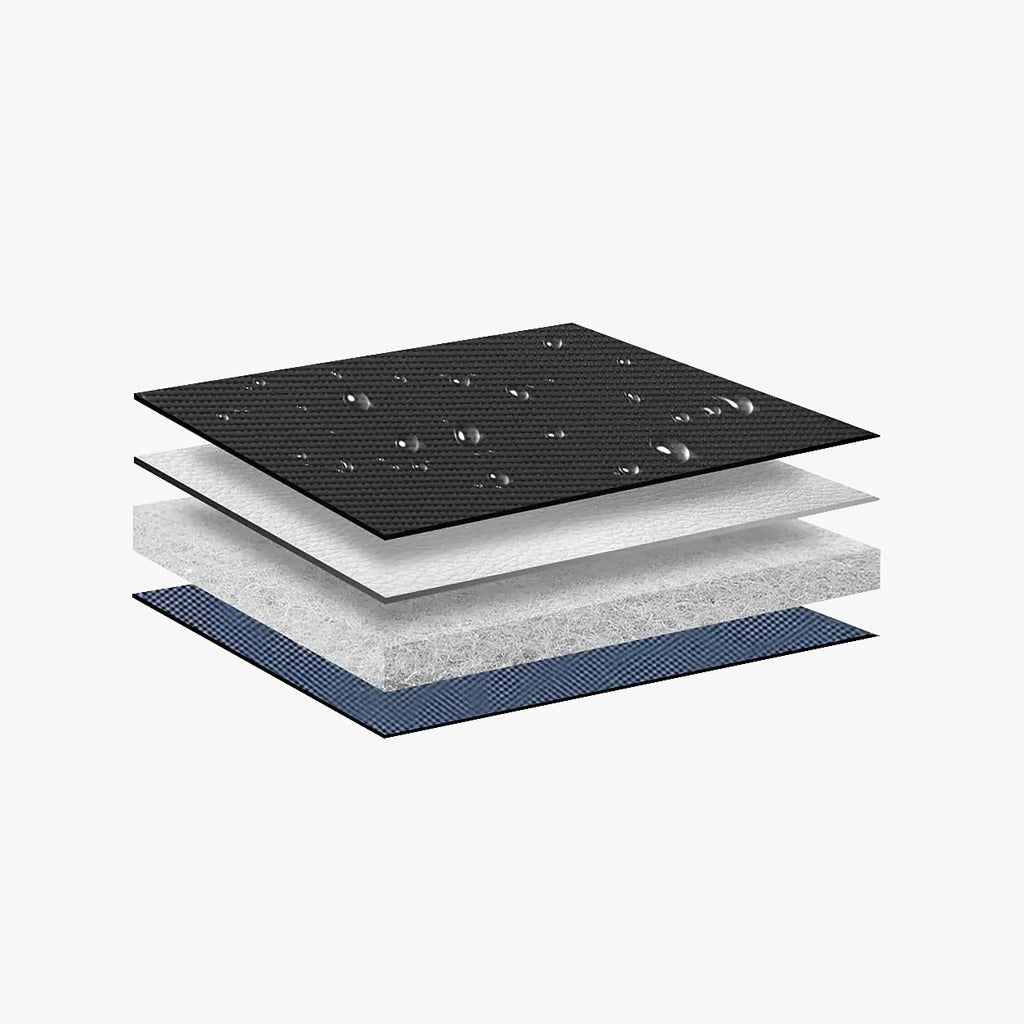 Layers of a Porodo Milano Smart Passport Holder showing different materials on a white background
