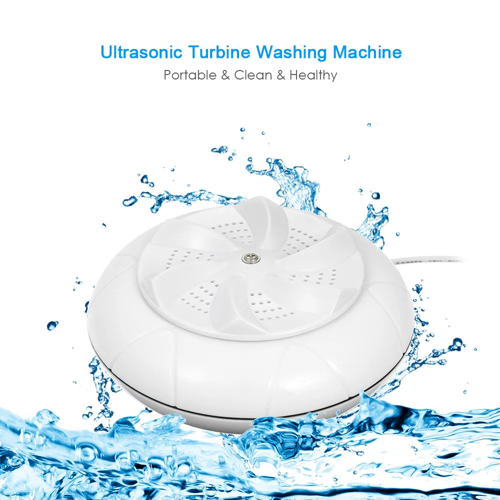 Mini Portable Ultrasonic Turbo Washing Machine, USB Charging Dirt Washer Turbine