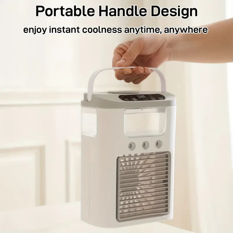 A Person is Holding Portable Air Cooler Fan.