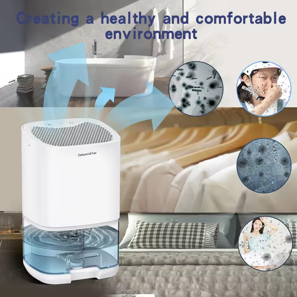 A  Portable Air Dehumidifier is Placed at Bedroom.