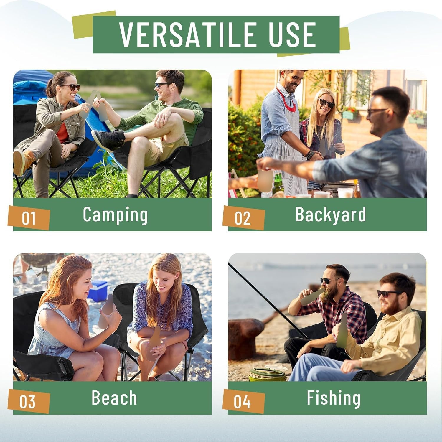 Multi-Scenario Use Of Portable Folding Camping Chair.