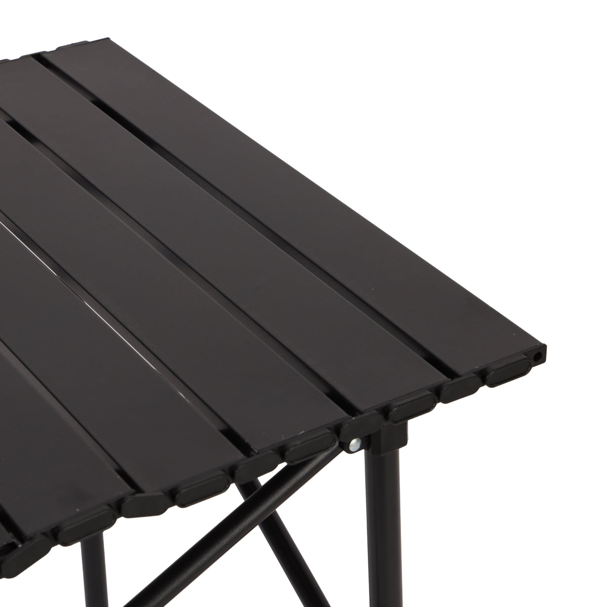 Black folding table on a white background