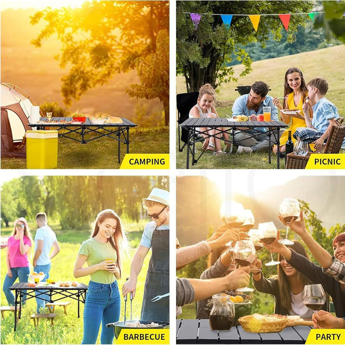 Portable Camping Table is used by people at different scenarios.