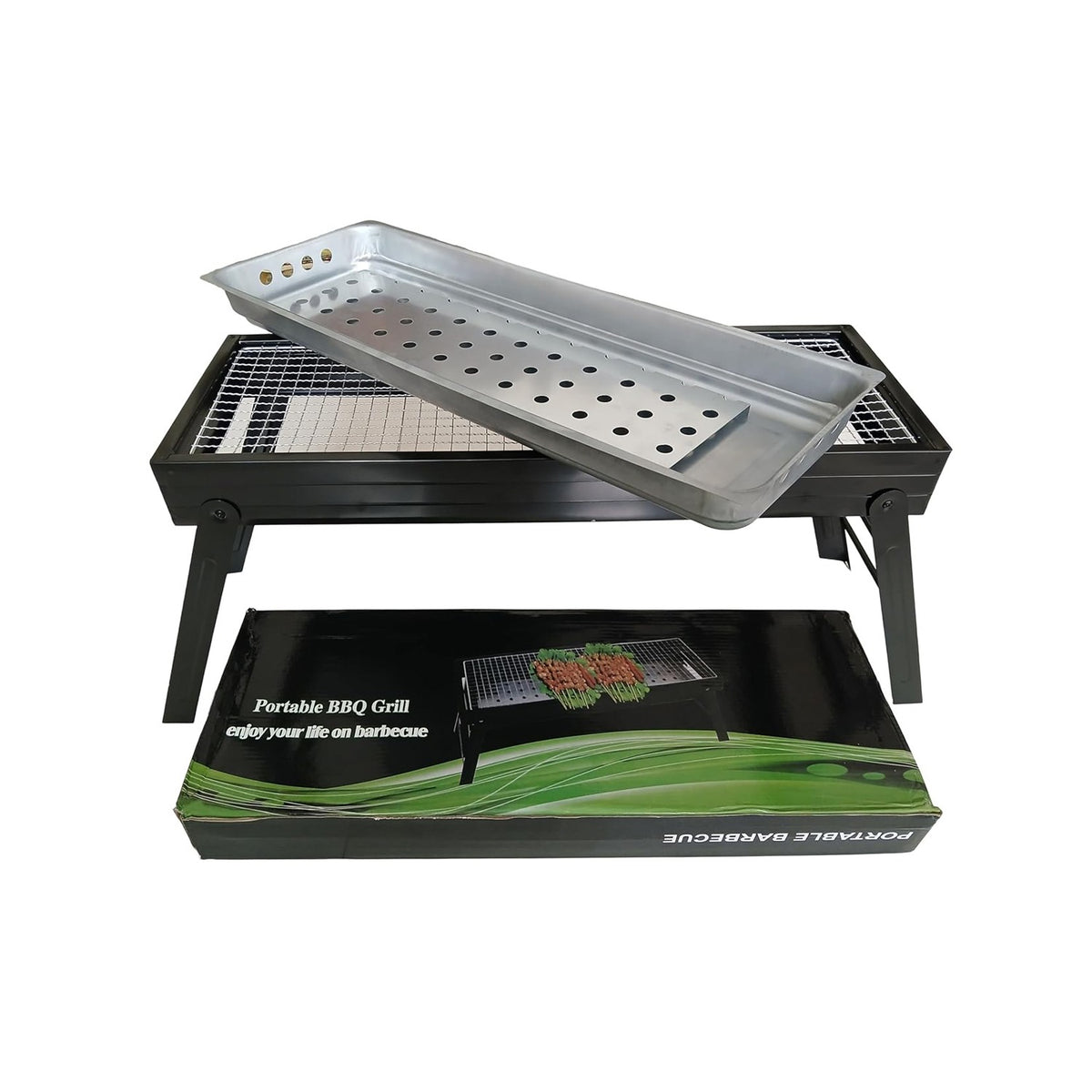 Portable Charcoal Barbecue Grill with its Pack.