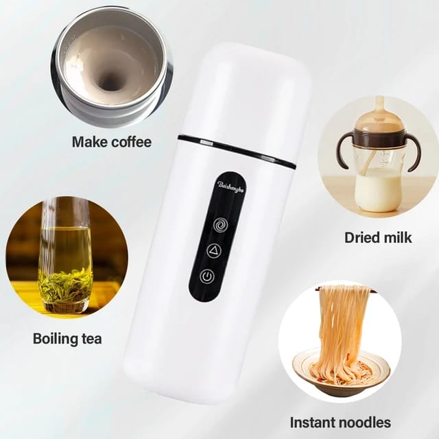 Portable Coffee and Tea Car Heating Bottle Cup in action, demonstrating its use case 
