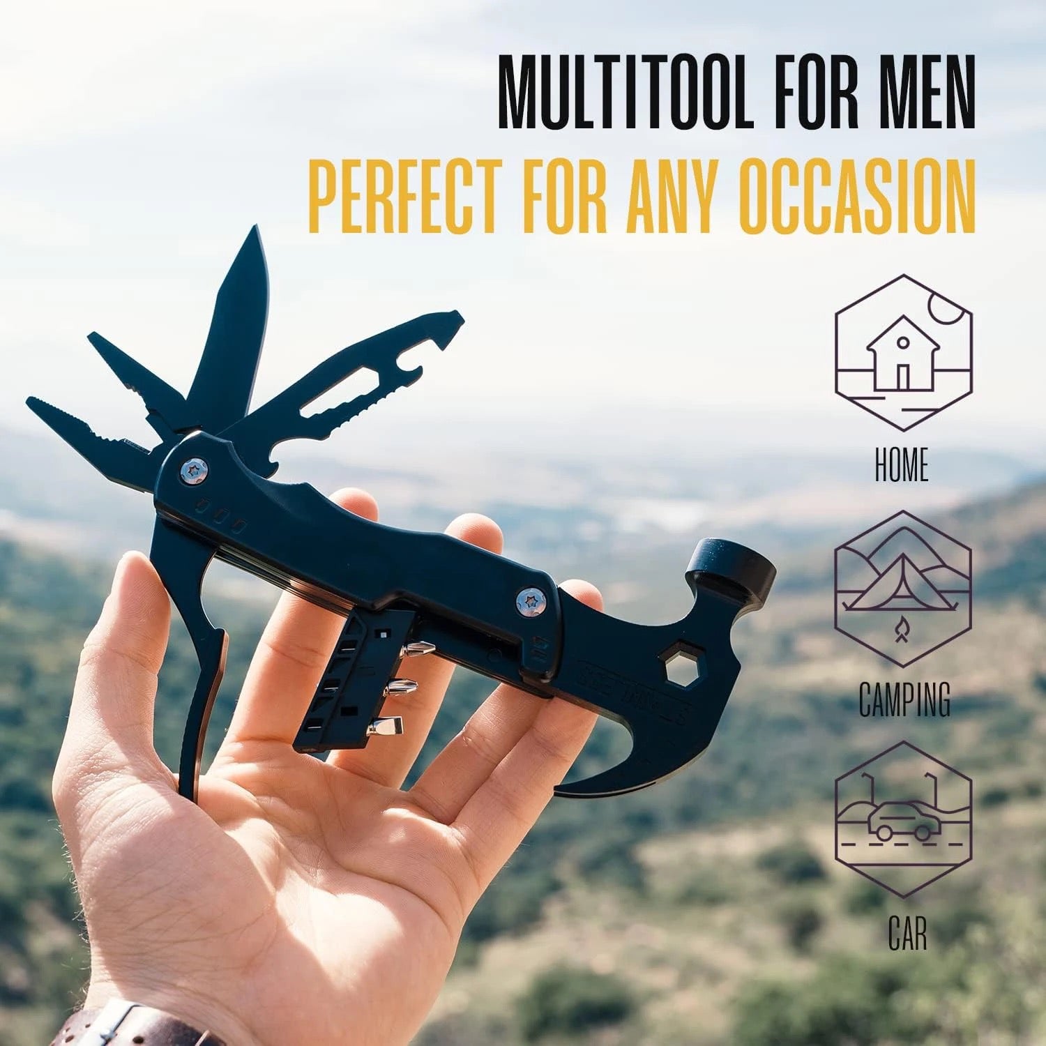 some one holding Outdoor Multitool Claw Hammer 