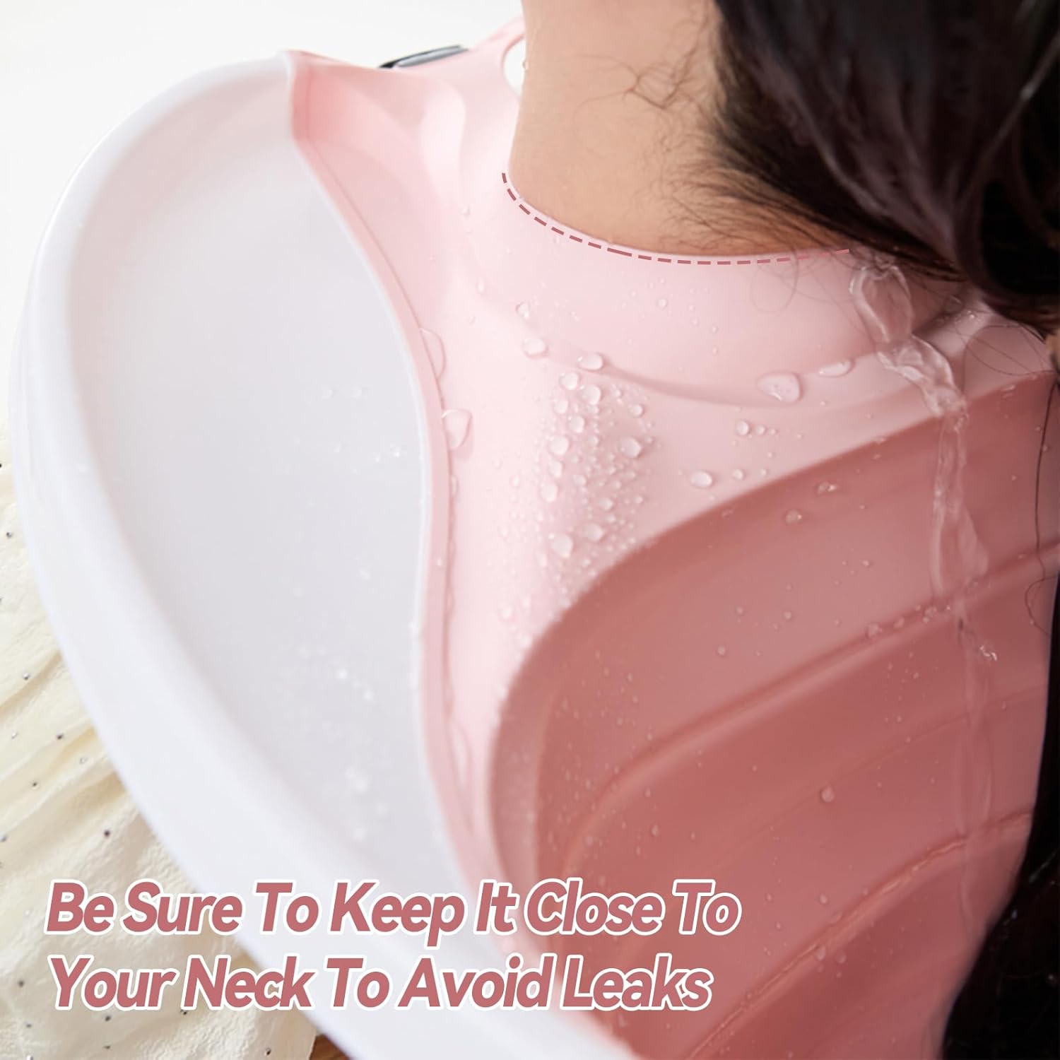 A Portable Hair Shampoo Basin is Weared by a Women.