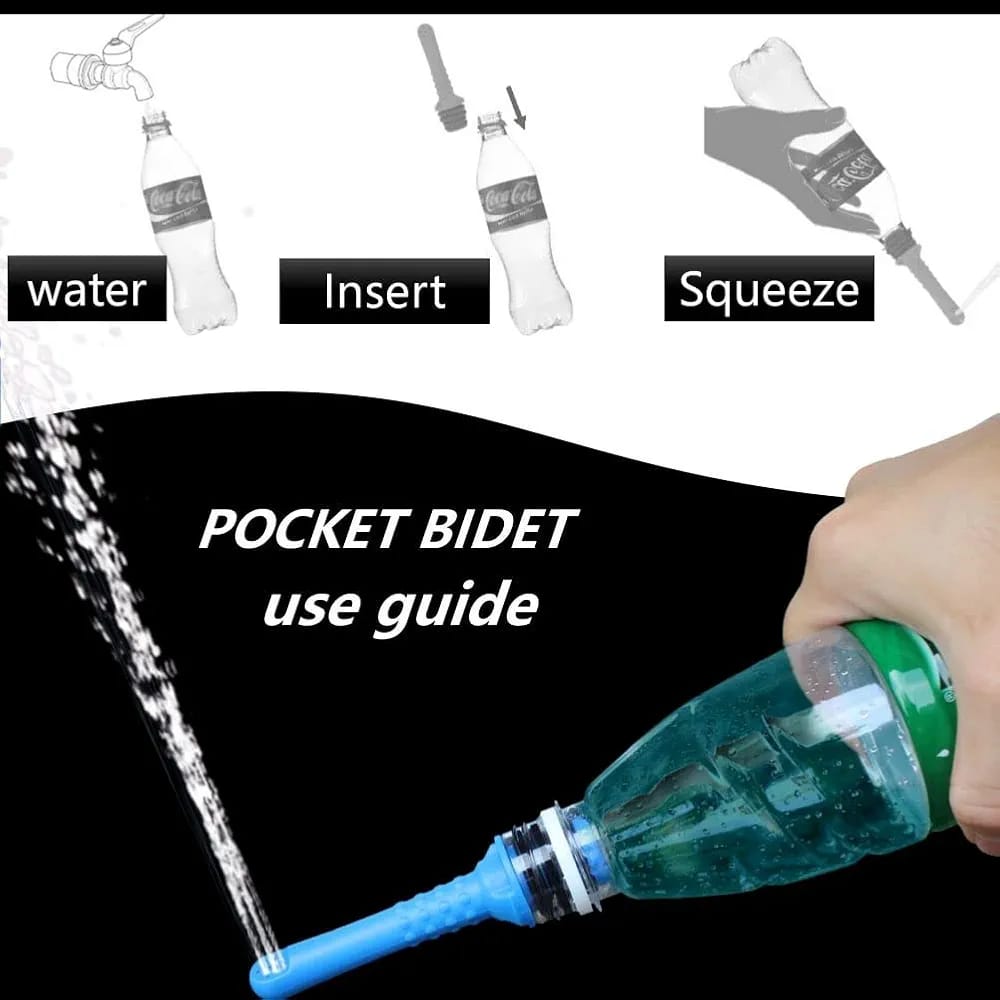 A Person is Using Portable Pocket Bidet Shattaf.