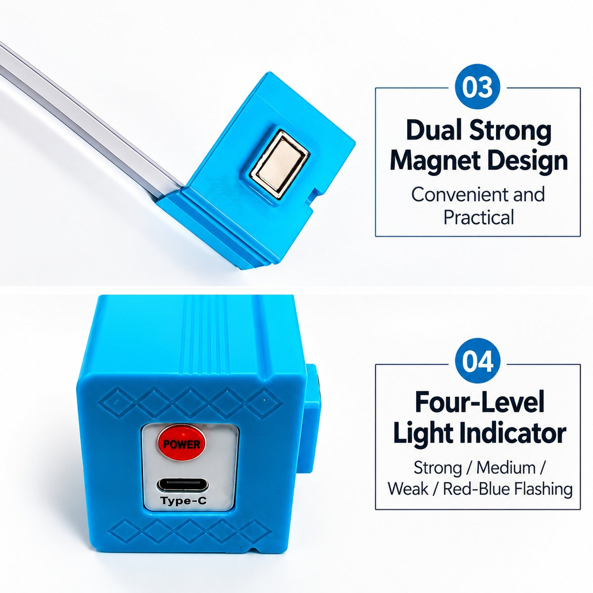 Parts Details of Portable Rechargeable LED Light Bar.
