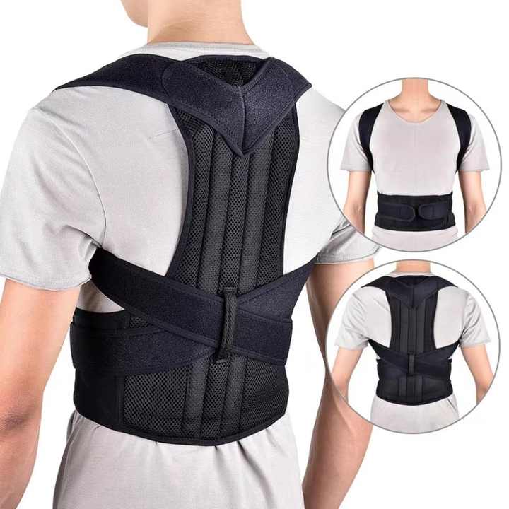 A Person is Wearing Unisex Posture Corrector Belt.