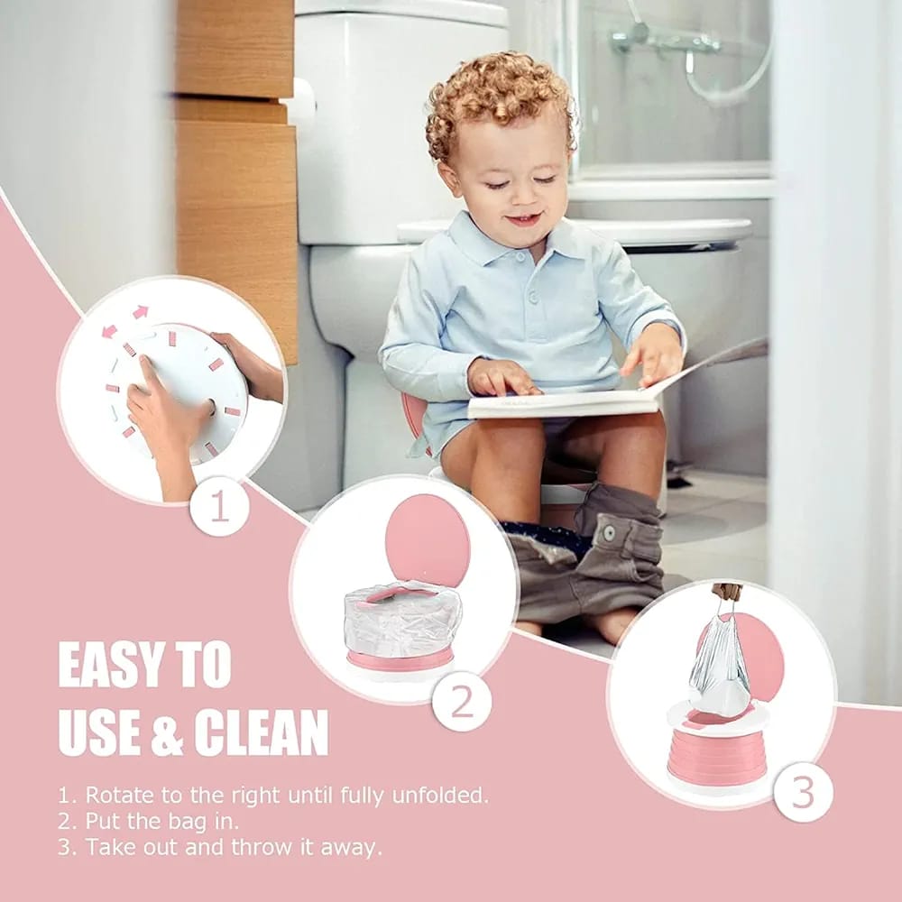 Baby boy using Portable Potty Seat.