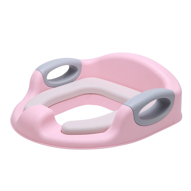 Potty Training Toilet Seat with Soft Cushion Handles in pink color