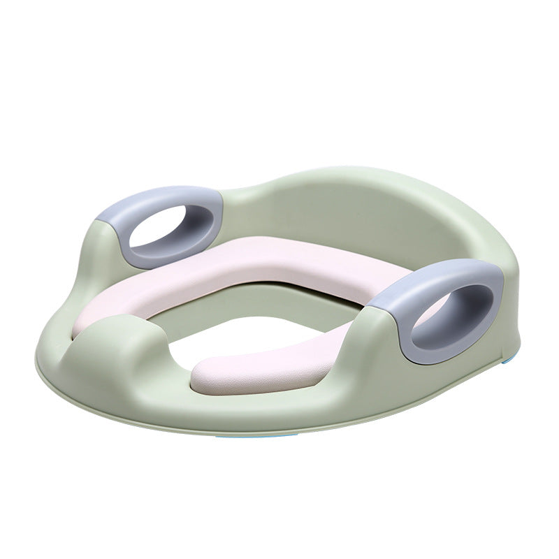 Potty Training Toilet Seat with Soft Cushion Handles in green color