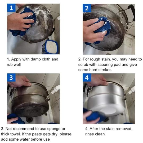 Multi-purpose decontamination paste with visual instructions