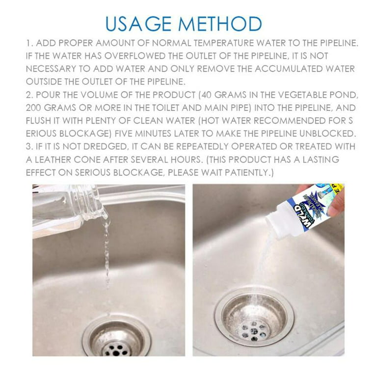 Usage Method Of Powerful Sink Drain Cleaner.