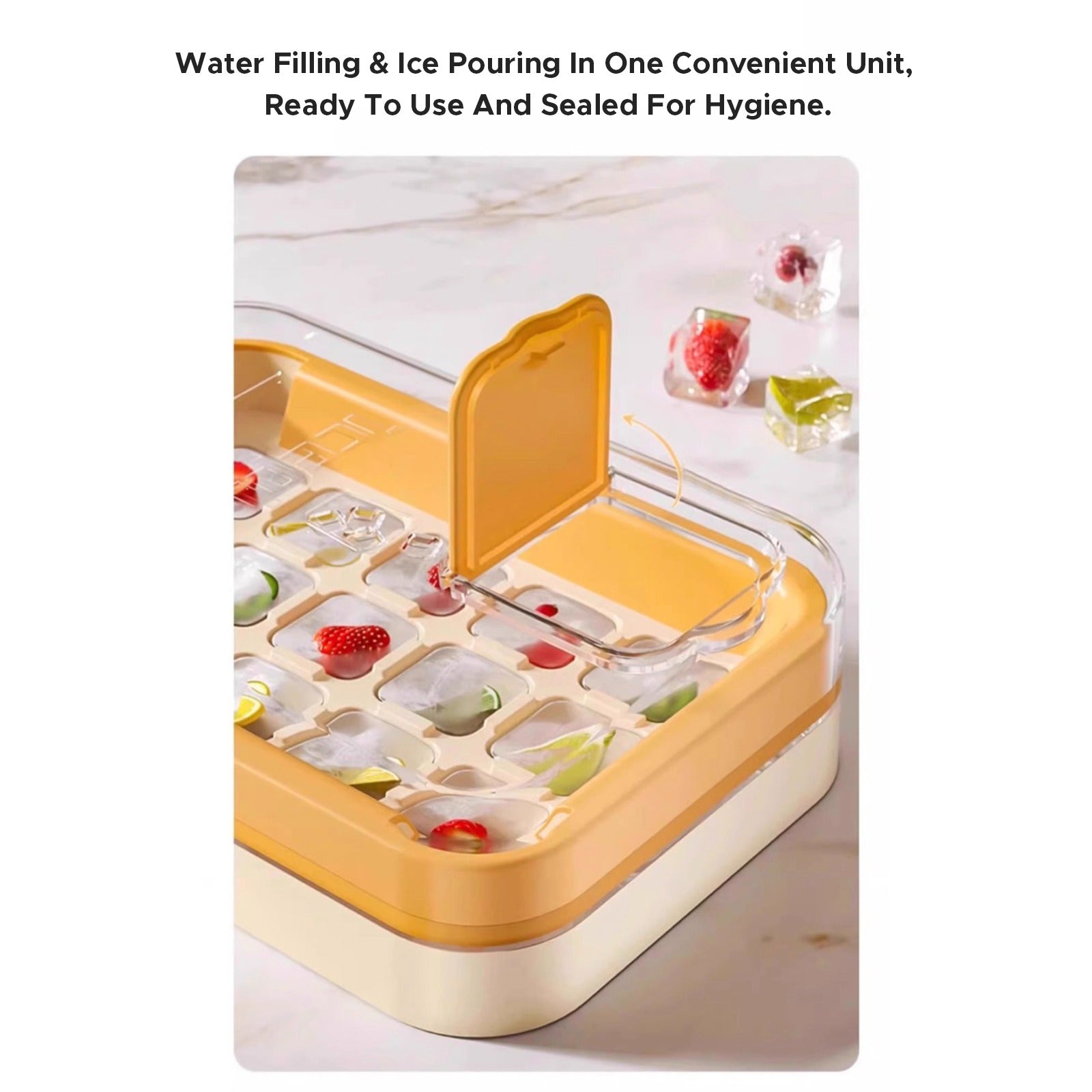 Water Filling Opening of Press Type Ice Cube Making Tray Mold.