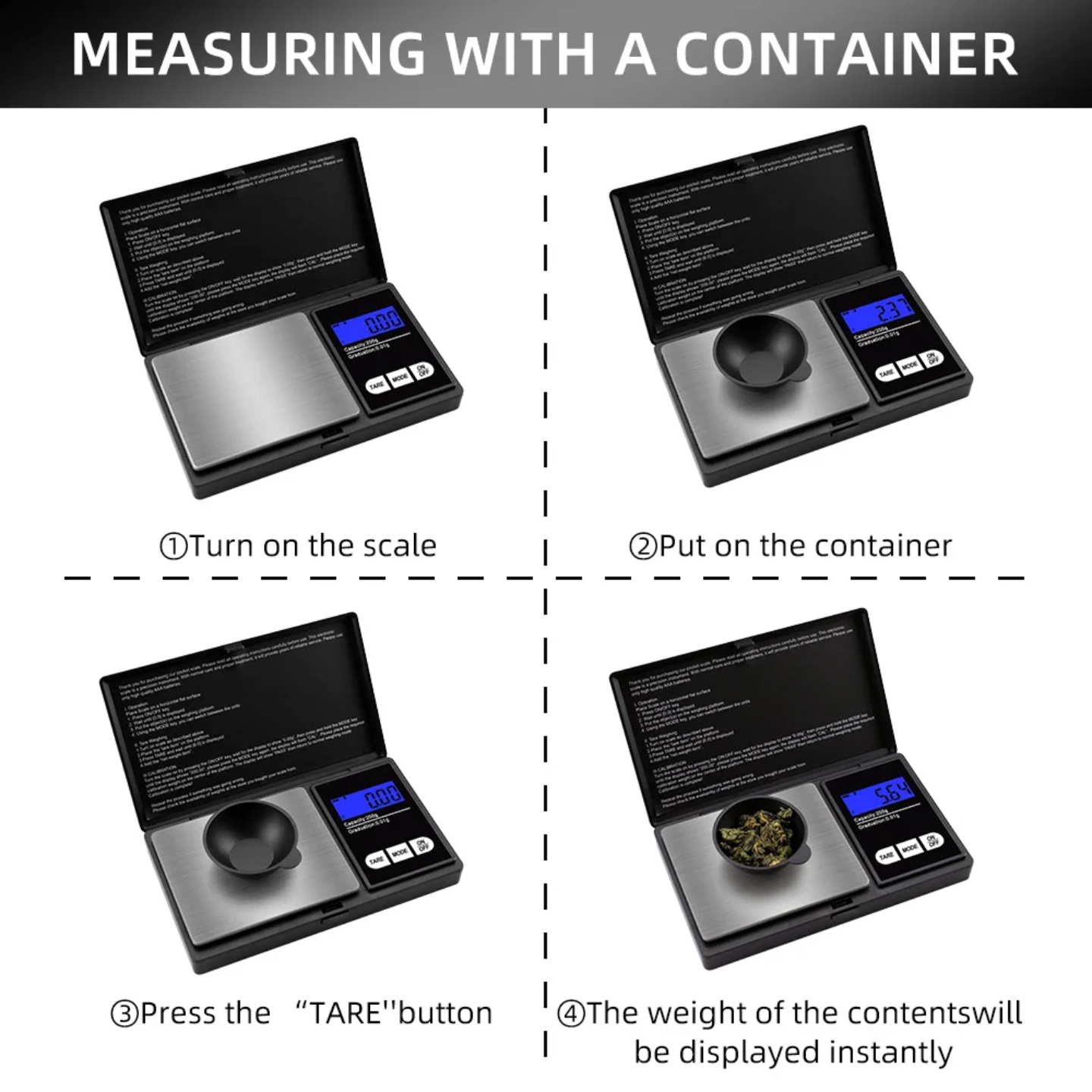 Usage Steps Of Professional Digital Pocket Scale.