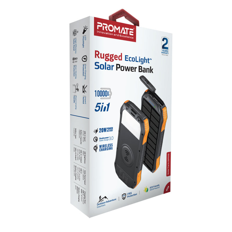 Pack of Promate Rugged EcoLight™ Solar Power Bank.