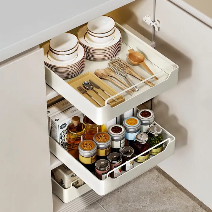 Pull-out Storage Rack for Kitchen Cabinets - Under Sink Organizers And Storage Drawer