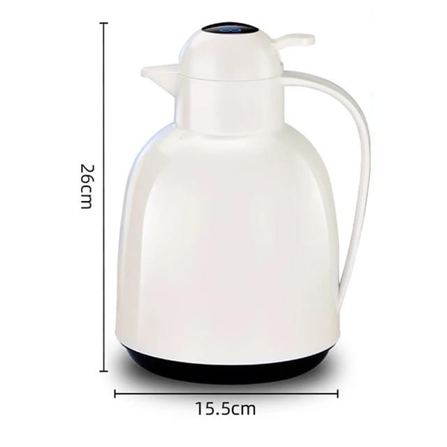 LED Temperature Display Vacuum Insulated Flask in white color with its size