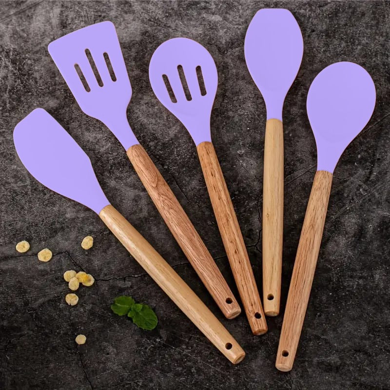 Purple Kitchen Spoon Utensil Set.