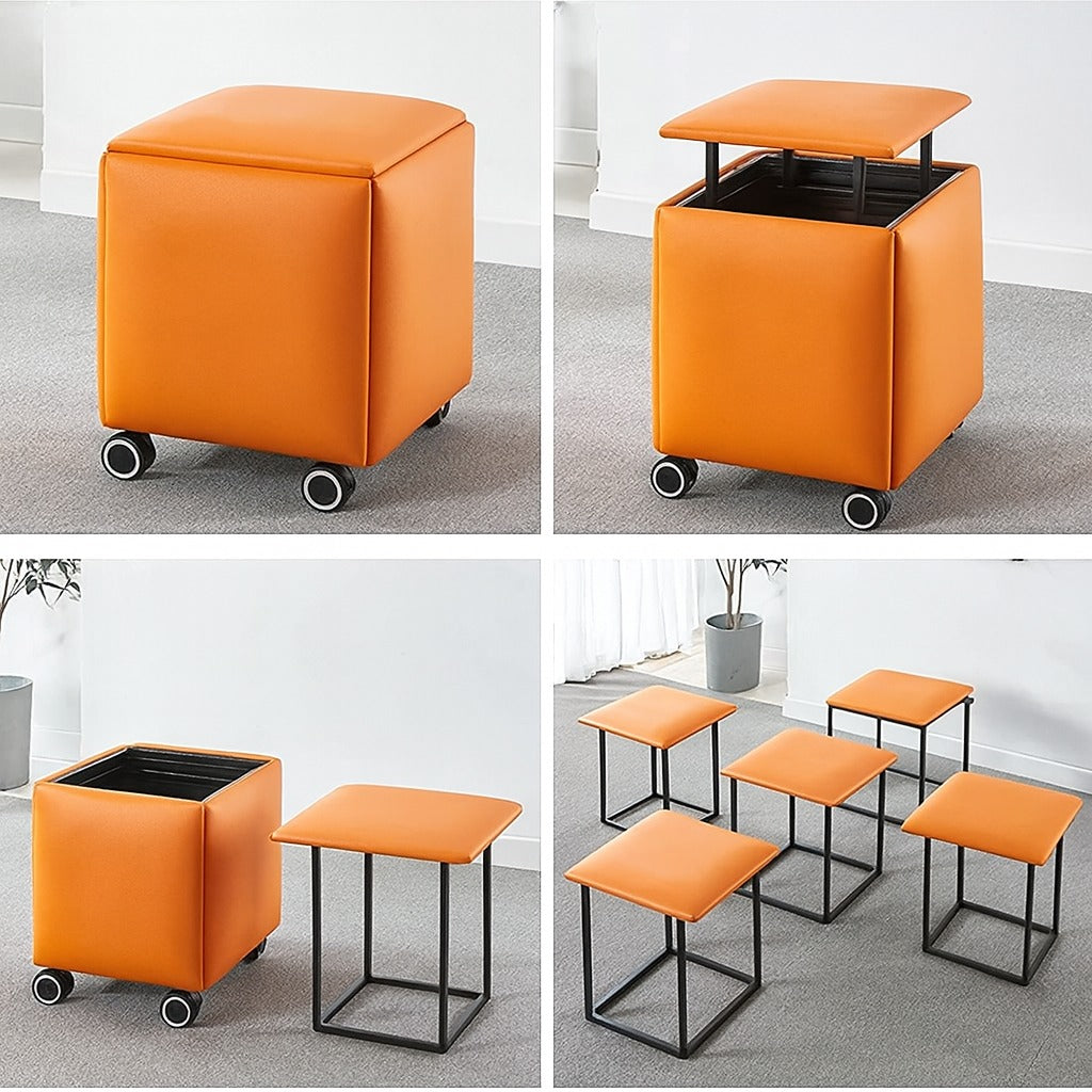 A 5-in-1 Nesting Ottoman Stools.