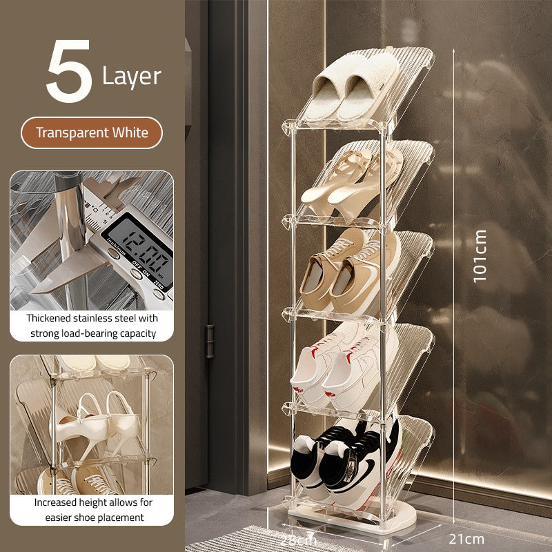 Shoes are Organized in a Vertical Shoe Rack Organizer Stand.