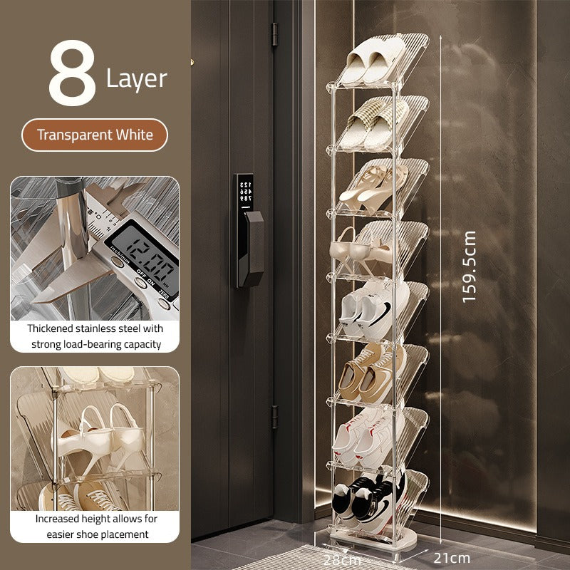 Shoes are Organized in a Vertical Shoe Rack Organizer Stand.