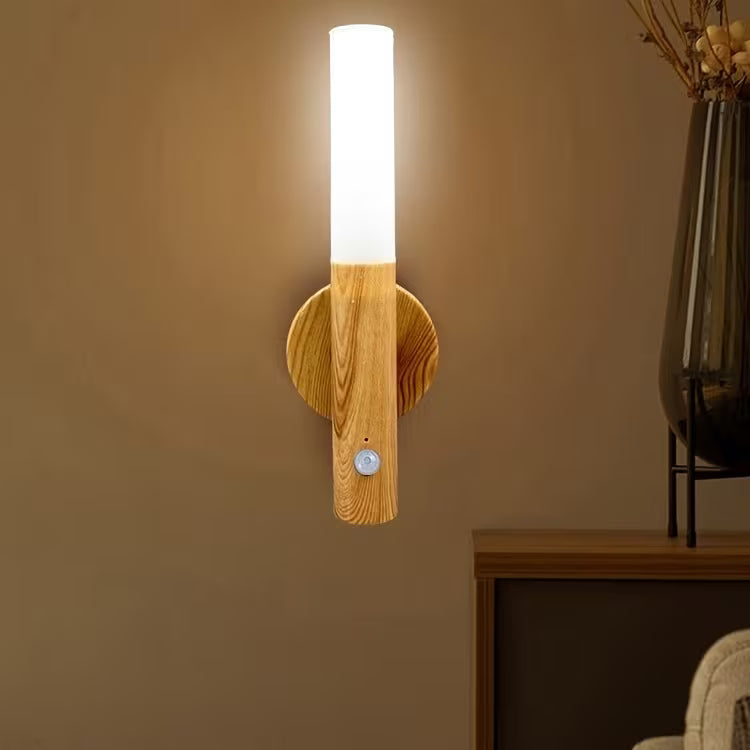 An Intelligent Motion Sensor LED Decor Light Fixed on the Wall and it Lightens Up.