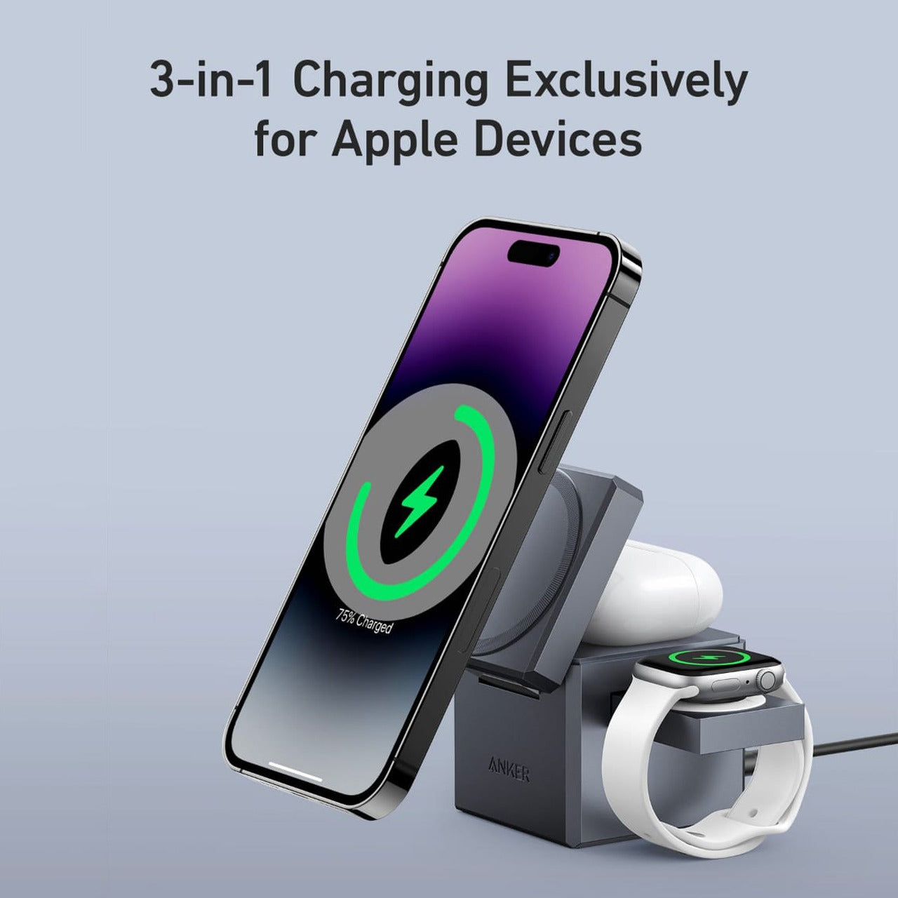 Anker 3-in-1 Cube with MagSafe – 15W Fast Wireless Charger for iPhone,