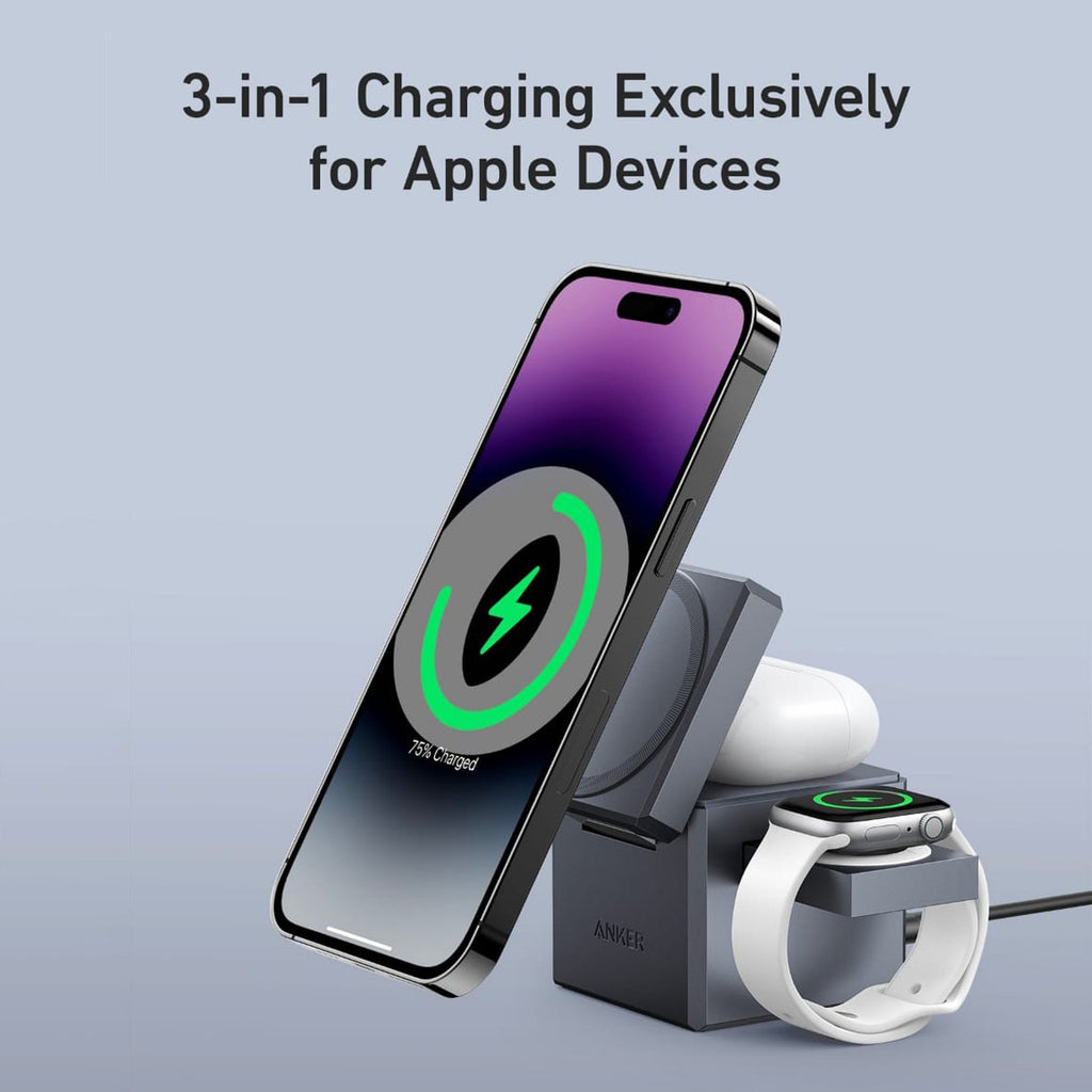 Anker 3-in-1 Cube with MagSafe – 15W Fast Wireless Charger for iPhone, Apple Watch & AirPods - Y1811HA1 Anker 3-in-1 Cube with MagSafe – 15W Fast Wireless Charger for iPhone, Apple Watch & AirPods - Y1811HA1