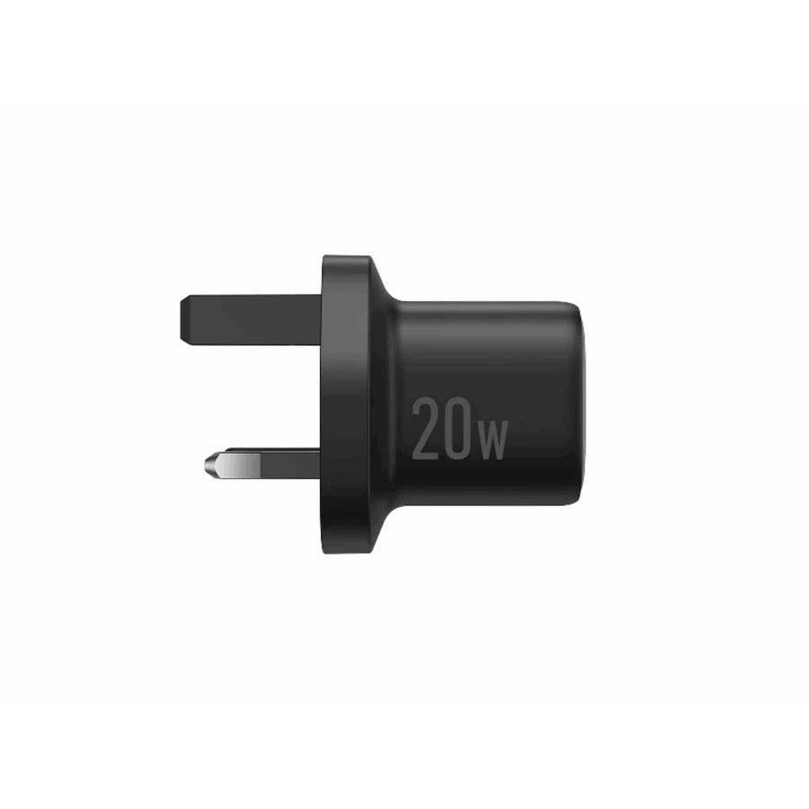 Anker Zolo 20W  Fast Wall Charger with two flat prongs, shown from a side profile view on a solid white background.