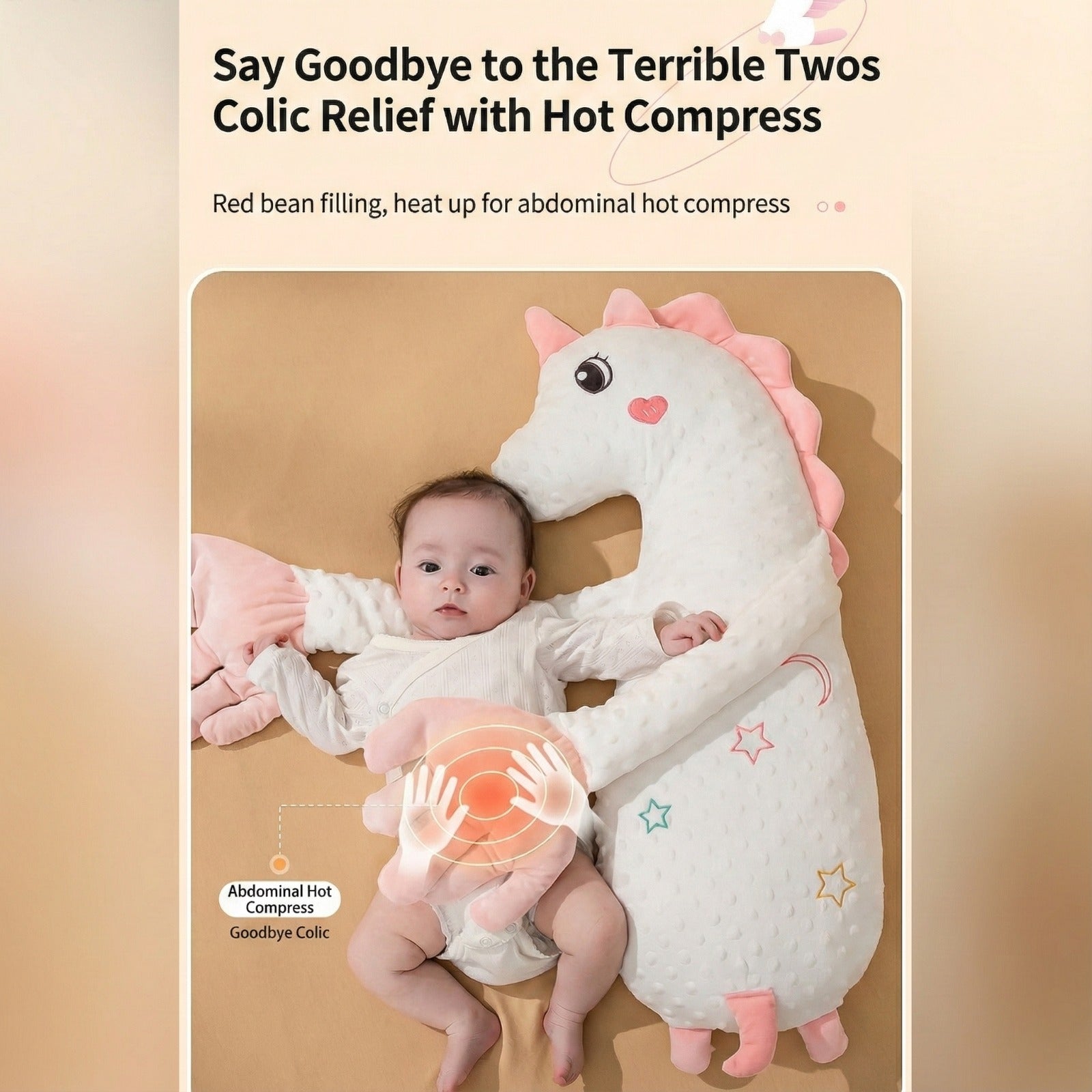Baby sleeping comfortably in a Baby Patter cushion that cuddles and soothes with gentle arms.