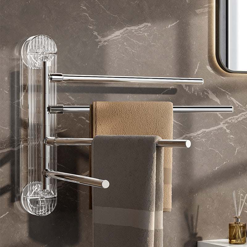 Bath Towels are Hanged on the Towel Rack which is attached on the Wall Of Washroom.