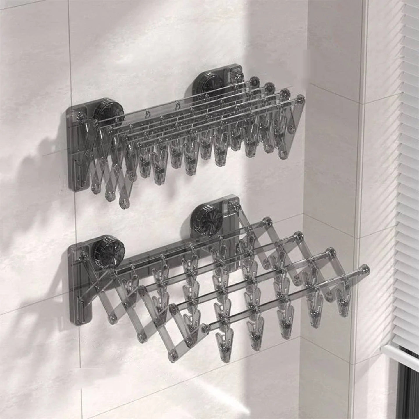 Wall Mounted Foldable Suction Cup Sock Cloth Drying Hanger Rack.