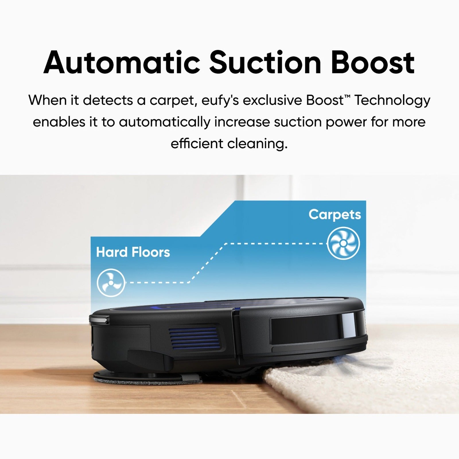 eufy G50 Hybrid Robot Vacuum & Mop is Cleaning Carpet.